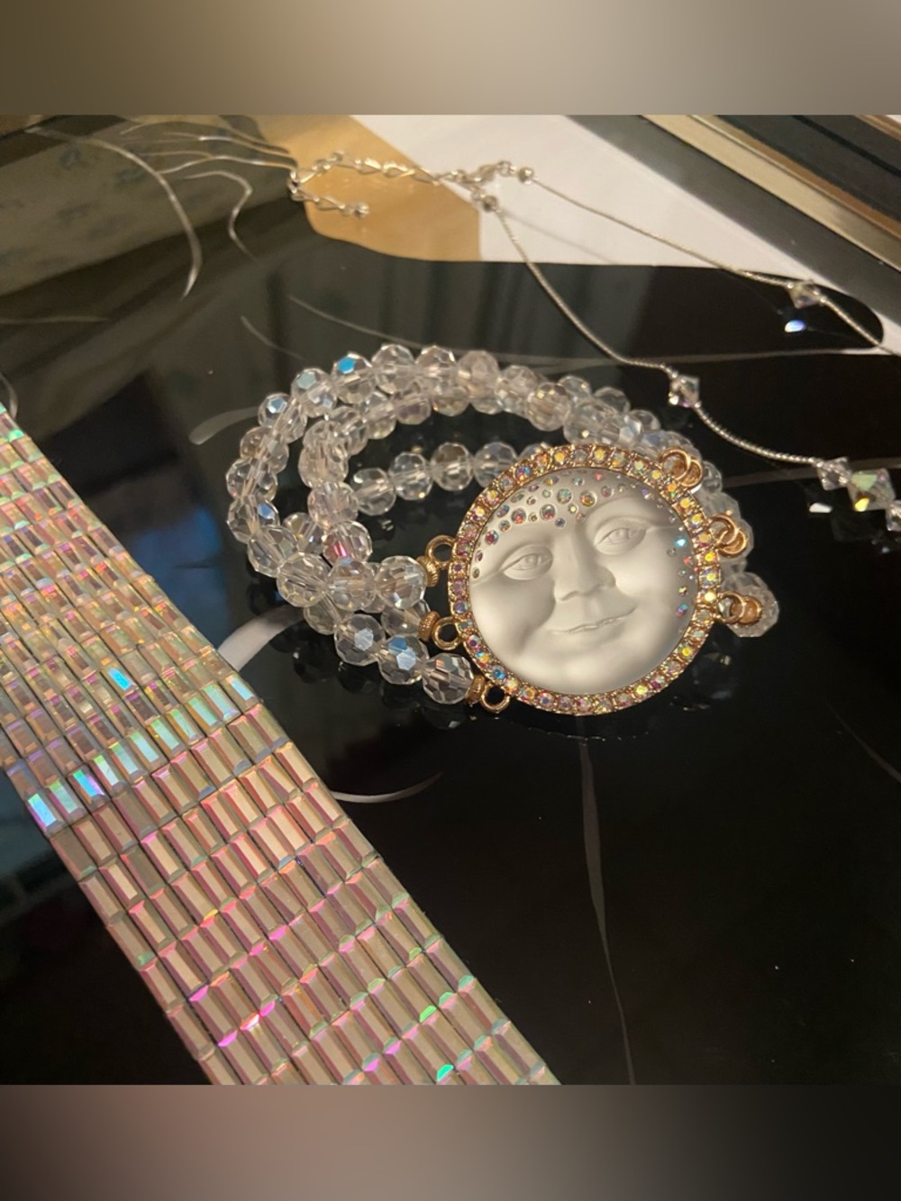 AB Choker, Kirks Folly White Moon Face Bracelet, & Swavorski necklace #129 - Picture 8 of 9